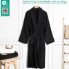 imageAmerican Soft Linen Mens 100 Cotton Terry Bathrobe  Soft Absorbent Quick Dry Turkish Robe for MenBlack