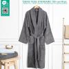 imageAmerican Soft Linen Mens 100 Cotton Terry Bathrobe  Soft Absorbent Quick Dry Turkish Robe for MenDark Gray