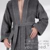 imageAmerican Soft Linen Mens 100 Cotton Terry Bathrobe  Soft Absorbent Quick Dry Turkish Robe for MenDark Gray