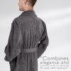 imageAmerican Soft Linen Mens 100 Cotton Terry Bathrobe  Soft Absorbent Quick Dry Turkish Robe for MenDark Gray