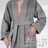 imageAmerican Soft Linen Mens 100 Cotton Terry Bathrobe  Soft Absorbent Quick Dry Turkish Robe for MenLight Grey