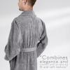 imageAmerican Soft Linen Mens 100 Cotton Terry Bathrobe  Soft Absorbent Quick Dry Turkish Robe for MenLight Grey