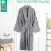 imageAmerican Soft Linen Mens 100 Cotton Terry Bathrobe  Soft Absorbent Quick Dry Turkish Robe for MenLight Grey