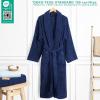 imageAmerican Soft Linen Mens 100 Cotton Terry Bathrobe  Soft Absorbent Quick Dry Turkish Robe for MenNavy Blue