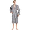 imageAmerican Soft Linen Mens 100 Cotton Terry Bathrobe  Soft Absorbent Quick Dry Turkish Robe for MenLight Grey