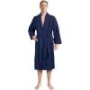 imageAmerican Soft Linen Mens 100 Cotton Terry Bathrobe  Soft Absorbent Quick Dry Turkish Robe for MenNavy Blue