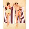 imageAmerican Soft Linen Cabana Striped Beach Towels 30x60 inch 4 Piece Oversize Pool Towels Quick Drying Sand Free Swim Towels Moss GreenBordeaux Red
