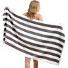 imageAmerican Soft Linen Cabana Striped Beach Towels 30x60 inch 4 Piece Oversize Pool Towels Quick Drying Sand Free Swim Towels Moss GreenDark Grey