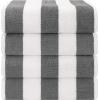 imageAmerican Soft Linen Cabana Striped Beach Towels 30x60 inch 4 Piece Oversize Pool Towels Quick Drying Sand Free Swim Towels Moss GreenDark Grey