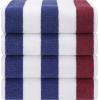imageAmerican Soft Linen Cabana Striped Beach Towels 30x60 inch 4 Piece Oversize Pool Towels Quick Drying Sand Free Swim Towels Moss GreenNavy Bluebordeaux