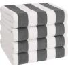 imageAmerican Soft Linen Cabana Striped Beach Towels 30x60 inch 4 Piece Oversize Pool Towels Quick Drying Sand Free Swim Towels Moss GreenDark Grey