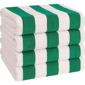 imageAmerican Soft Linen Cabana Striped Beach Towels 30x60 inch 4 Piece Oversize Pool Towels Quick Drying Sand Free Swim Towels Moss GreenGreen