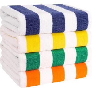 imageAmerican Soft Linen Cabana Striped Beach Towels 30x60 inch 4 Piece Oversize Pool Towels Quick Drying Sand Free Swim Towels Moss GreenMix Color