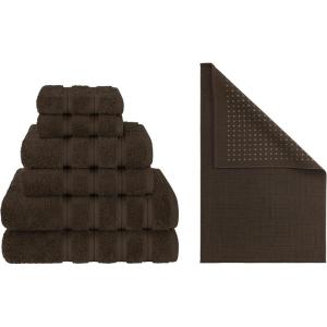 imageAmerican Soft Linen 6 Piece Towel Set and 20X34 Bath Mat Bundle