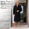 imageAmerican Soft Linen Luxury Mens Fleece Bathrobe Soft Warm Lightweight Plush Robe for Men Cozy Absorbent Spa Hotel QualityBlack