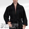 imageAmerican Soft Linen Luxury Mens Fleece Bathrobe Soft Warm Lightweight Plush Robe for Men Cozy Absorbent Spa Hotel QualityBlack