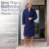 imageAmerican Soft Linen Luxury Mens Fleece Bathrobe Soft Warm Lightweight Plush Robe for Men Cozy Absorbent Spa Hotel QualityNavy Blue