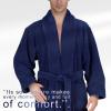 imageAmerican Soft Linen Luxury Mens Fleece Bathrobe Soft Warm Lightweight Plush Robe for Men Cozy Absorbent Spa Hotel QualityNavy Blue