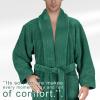 imageAmerican Soft Linen Luxury Mens Fleece Bathrobe Soft Warm Lightweight Plush Robe for Men Cozy Absorbent Spa Hotel QualityTeal