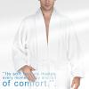 imageAmerican Soft Linen Luxury Mens Fleece Bathrobe Soft Warm Lightweight Plush Robe for Men Cozy Absorbent Spa Hotel QualityWhite