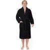 imageAmerican Soft Linen Luxury Mens Fleece Bathrobe Soft Warm Lightweight Plush Robe for Men Cozy Absorbent Spa Hotel QualityBlack
