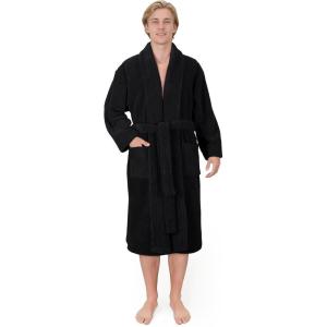 imageAmerican Soft Linen Luxury Mens Fleece Bathrobe Soft Warm Lightweight Plush Robe for Men Cozy Absorbent Spa Hotel QualityBlack