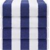 imageAmerican Soft Linen Cabana Striped Beach Towels 30x60 inch 4 Piece Oversize Pool Towels Quick Drying Sand Free Swim Towels Mint GreenNavy Blue